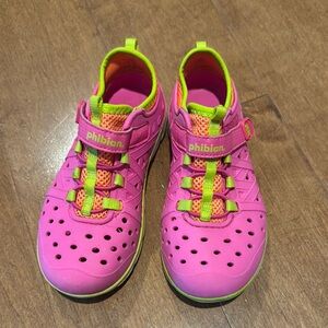 Stride Rite Pink and yellow phibian Made2Play Water Shoes with Velcro Strap